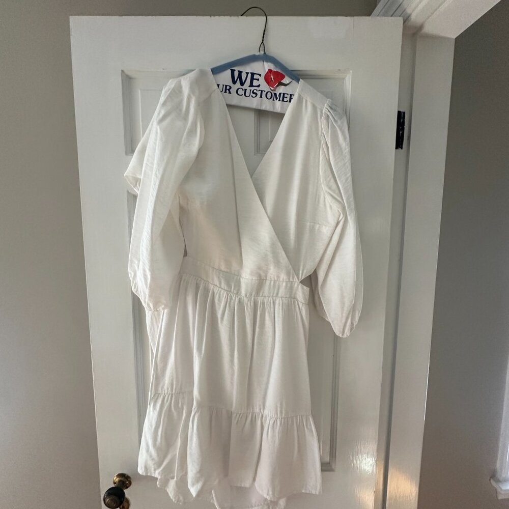 Express White Wrap Dress with Long Sleeves